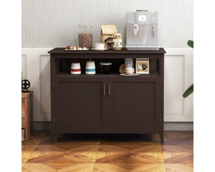 FaFurn Sideboard Buffet with Open Storage Shelf - Dark Brown, Wood