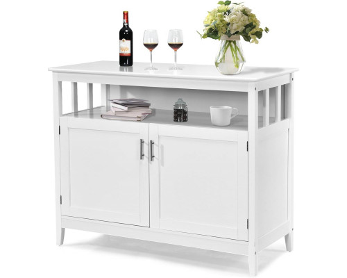 FaFurn Sideboard Buffet with Open Storage Shelf - White, Wood