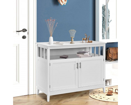 FaFurn Sideboard Buffet with Open Storage Shelf - White, Wood