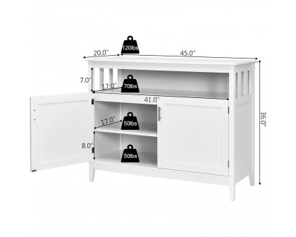 FaFurn Sideboard Buffet with Open Storage Shelf - White, Wood