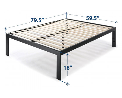 FaFurn 18-Inch Easy Assemble Metal Platform Bed Frame Wooden Slats - Queen Size