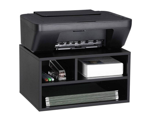 FaFurn - Modern Printer Stand with 2-Shelves in Black, Metal