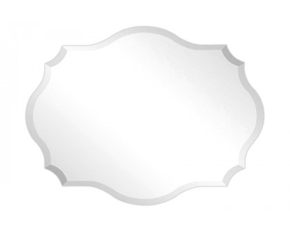 FaFurn - Modern Frameless 32 X 24 Inch Scalloped Beveled Accent Bathroom Mirror