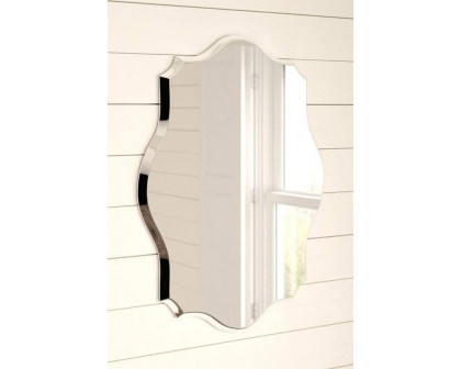 FaFurn - Modern Frameless 32 X 24 Inch Scalloped Beveled Accent Bathroom Mirror