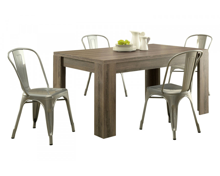 FaFurn - Modern Block Leg Rectangular Dining Table in Dark Taupe Wood Finish