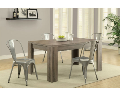 FaFurn - Modern Block Leg Rectangular Dining Table in Dark Taupe Wood Finish