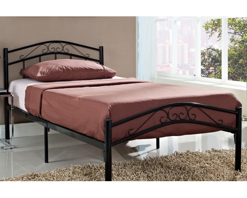 FaFurn - Twin Size Black Metal Platform Bed with Headboard and Footboard