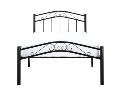 FaFurn - Twin Size Black Metal Platform Bed with Headboard and Footboard