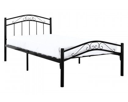 FaFurn - Twin Size Black Metal Platform Bed with Headboard and Footboard