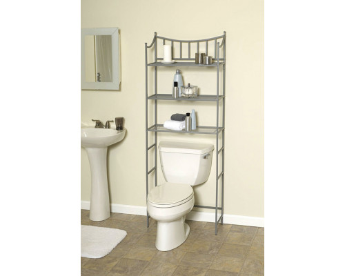 FaFurn - Bathroom Space Saving Over The Toilet Linen Tower Shelving Unit in Nickel Finish