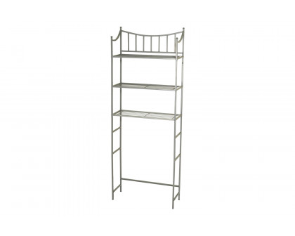 FaFurn Bathroom Space Saving Over The Toilet Linen Tower Shelving Unit in Nickel Finish