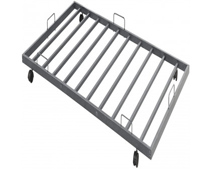 FaFurn - Twin Size Bunk Bed with Roll-Out Trundle Bed Frame in Silver, Metal