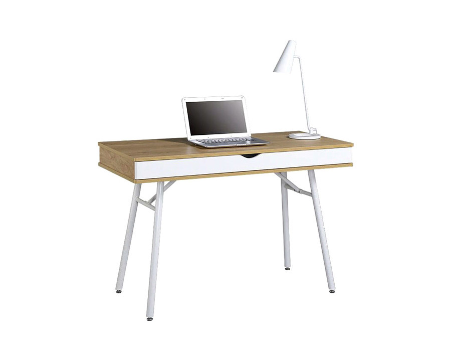 FaFurn - Modern Heavy Duty Laptop Computer Desk with Storage Drawer in Pine Wood Finish