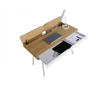 FaFurn - Modern Heavy Duty Laptop Computer Desk with Storage Drawer in Pine Wood Finish