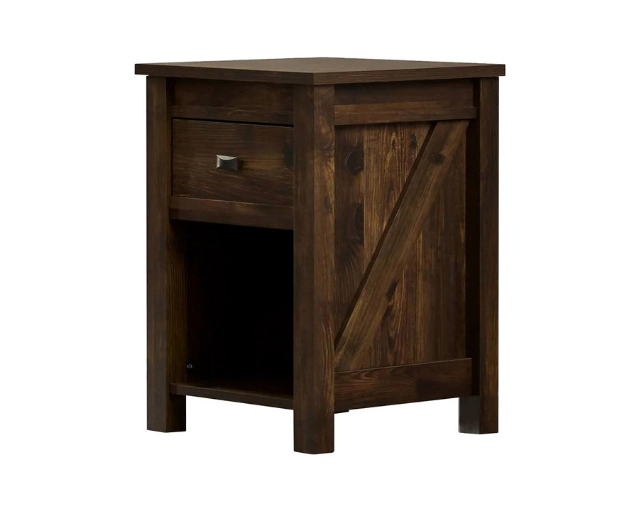 FaFurn Farmhouse 1-Drawer Bedroom Nightstand with Open Shelf - Rustic Pine