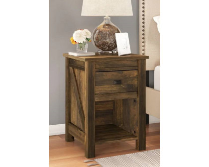 FaFurn Farmhouse 1-Drawer Bedroom Nightstand with Open Shelf - Rustic Pine