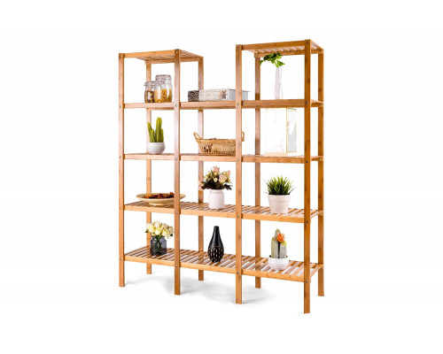 FaFurn - Bamboo Wood 4-Shelf Bookcase Plant Stand Shelving Unit