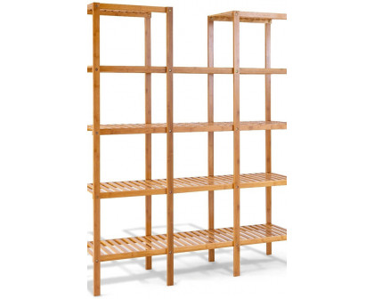 FaFurn - Bamboo Wood 4-Shelf Bookcase Plant Stand Shelving Unit