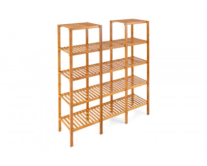 FaFurn - Bamboo Wood 4-Shelf Bookcase Plant Stand Shelving Unit