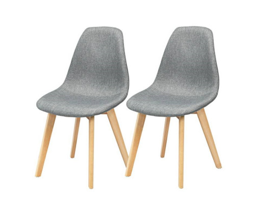 FaFurn - Set of 2 Modern Dining Chairs with Wood Legs in Gray