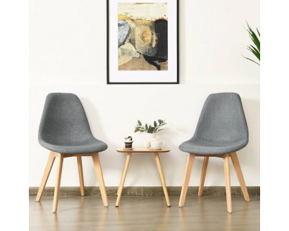 FaFurn - Set of 2 Modern Dining Chairs with Wood Legs in Gray