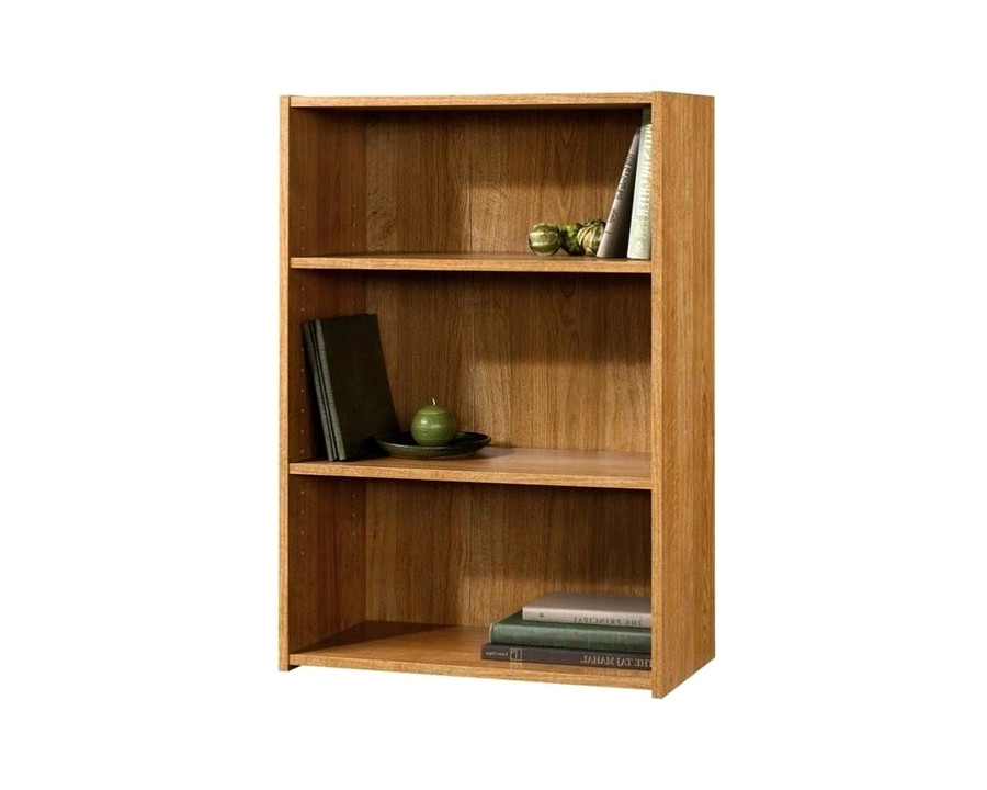 FaFurn - Modern 3-Shelf Bookcase with 2 Adjustable Shelves in Oak Wood Finish