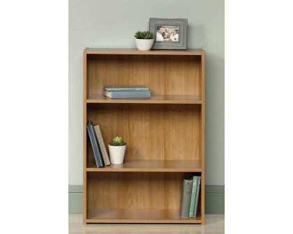 FaFurn - Modern 3-Shelf Bookcase with 2 Adjustable Shelves in Oak Wood Finish