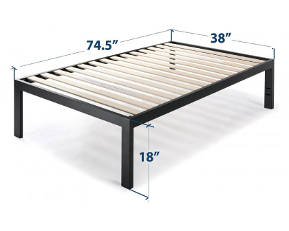 FaFurn 18-Inch Easy Assemble Metal Platform Bed Frame Wooden Slats - Twin Size