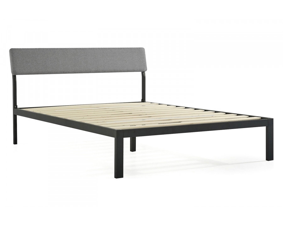 FaFurn - Soft Fabric Metal Headboard Platform Bed Wooden Slats