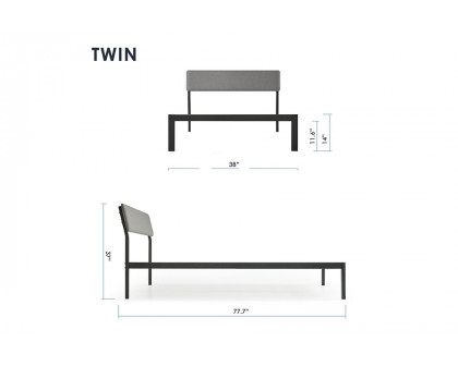 FaFurn Soft Fabric Metal Headboard Platform Bed Wooden Slats - Twin Size