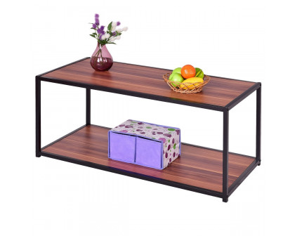 FaFurn™ Modern Coffee Table with Bottom Shelf - Walnut/Brown, Wood