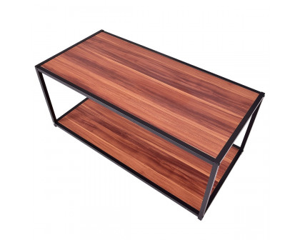 FaFurn™ Modern Coffee Table with Bottom Shelf - Walnut/Brown, Wood