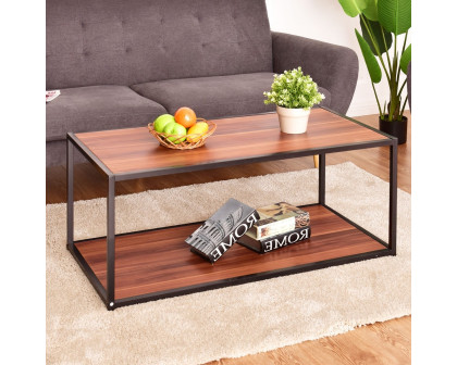 FaFurn™ Modern Coffee Table with Bottom Shelf - Walnut/Brown, Wood