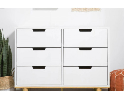 FaFurn - Modern Mid-Century Style 6-Drawer Double Dresser in Wood Finish