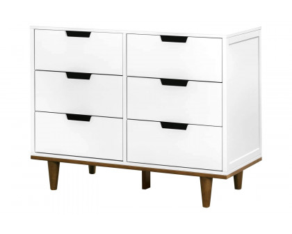 FaFurn - Modern Mid-Century Style 6-Drawer Double Dresser in Wood Finish