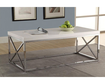 FaFurn - Modern Rectangular Coffee Table with Wood Top and Metal Legs