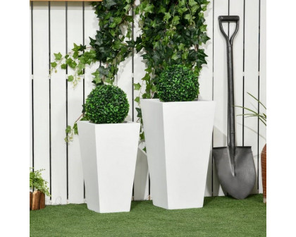 FaFurn Set of 2 Modern Lightweight Flower Pot Planters - White