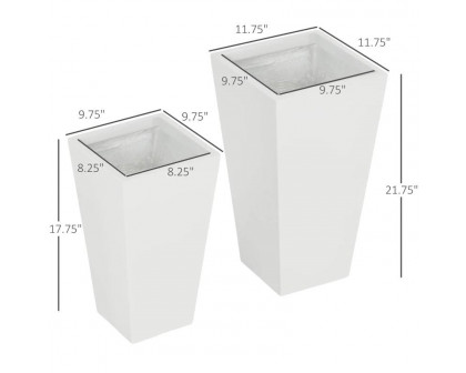 FaFurn Set of 2 Modern Lightweight Flower Pot Planters - White