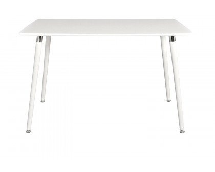 FaFurn - Modern Mid-Century Style Dining Table in White with Wood Legs