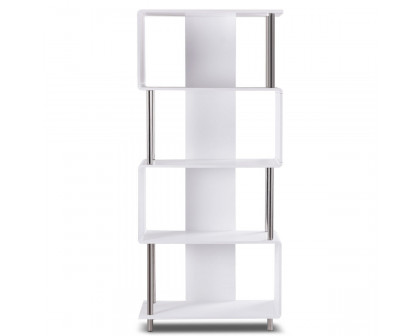 FaFurn Modern 4-Shelf Bookcase - White, Wood