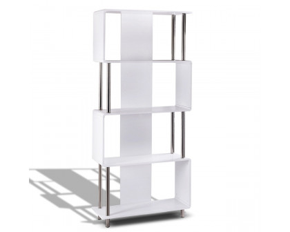 FaFurn Modern 4-Shelf Bookcase - White, Wood