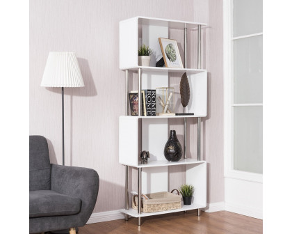 FaFurn Modern 4-Shelf Bookcase - White, Wood