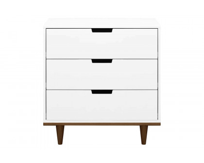 FaFurn Modern Mid-Century Style 3-Drawer Dresser Chest in Wood Finish - White/Walnut