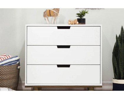 FaFurn Modern Mid-Century Style 3-Drawer Dresser Chest in Wood Finish - White/Walnut