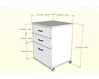 FaFurn - Contemporary 3-Drawer Mobile Filing Cabinet in Natural Maple Finish