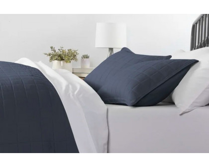 FaFurn 3 Piece Microfiber Farmhouse Coverlet Bedspread Set - Navy, Full/Queen Size