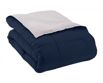 FaFurn Twin/Twin XL Size 2-Piece Reversible Comforter Set - Navy Blue/Gray, Microfiber