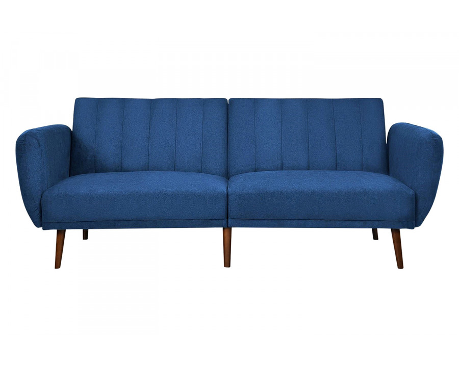 FaFurn Modern Scandinavian Linen Upholstered Sofa Bed with Wooden Legs - Blue