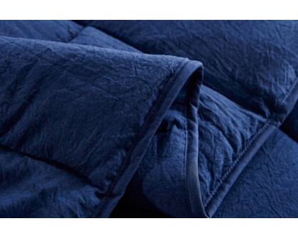 FaFurn 3 Piece Microfiber Reversible Comforter Set - Navy, Twin Size