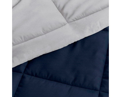 FaFurn Full/Queen Size 3-Piece Reversible Comforter Set - Navy Blue/Gray, Microfiber